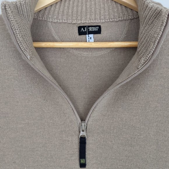 🇮🇹 Armani Jeans 100% Wool 1/4 Zip Sweater Made In Italy - Picture 7 of 10